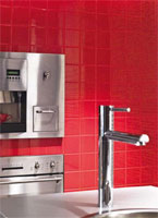 Красная плитка Aplauz в интерьере кухни