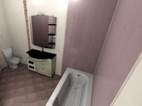 Фото: ванная комната с фронтальной облицовкой: пол и стены